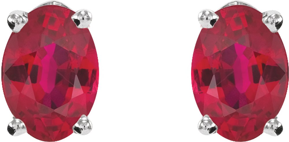 14K White Natural Ruby Earrings