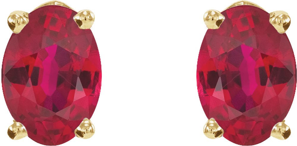 14K Yellow Lab-Grown Ruby Earrings