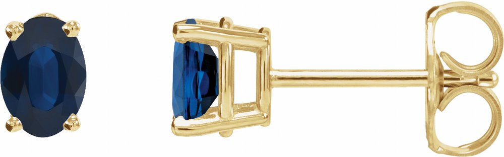 14K Yellow Gold Lab-Grown Blue Sapphire Earrings