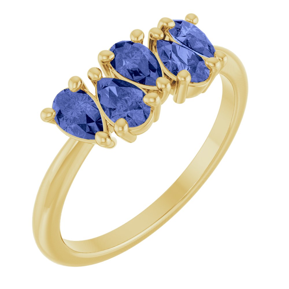 14K Yellow Natural Tanzanite Five-Stone Ring