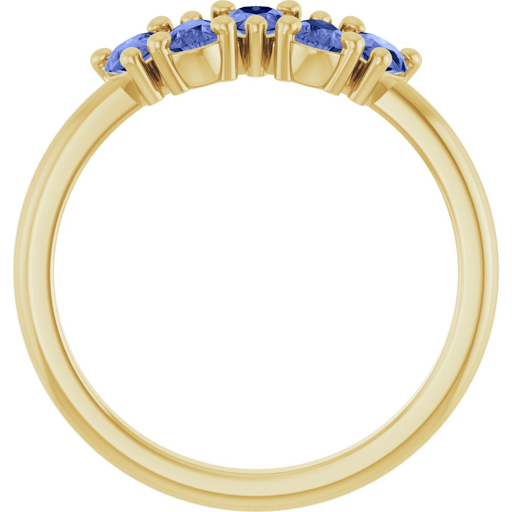 14K Yellow Natural Tanzanite Five-Stone Ring