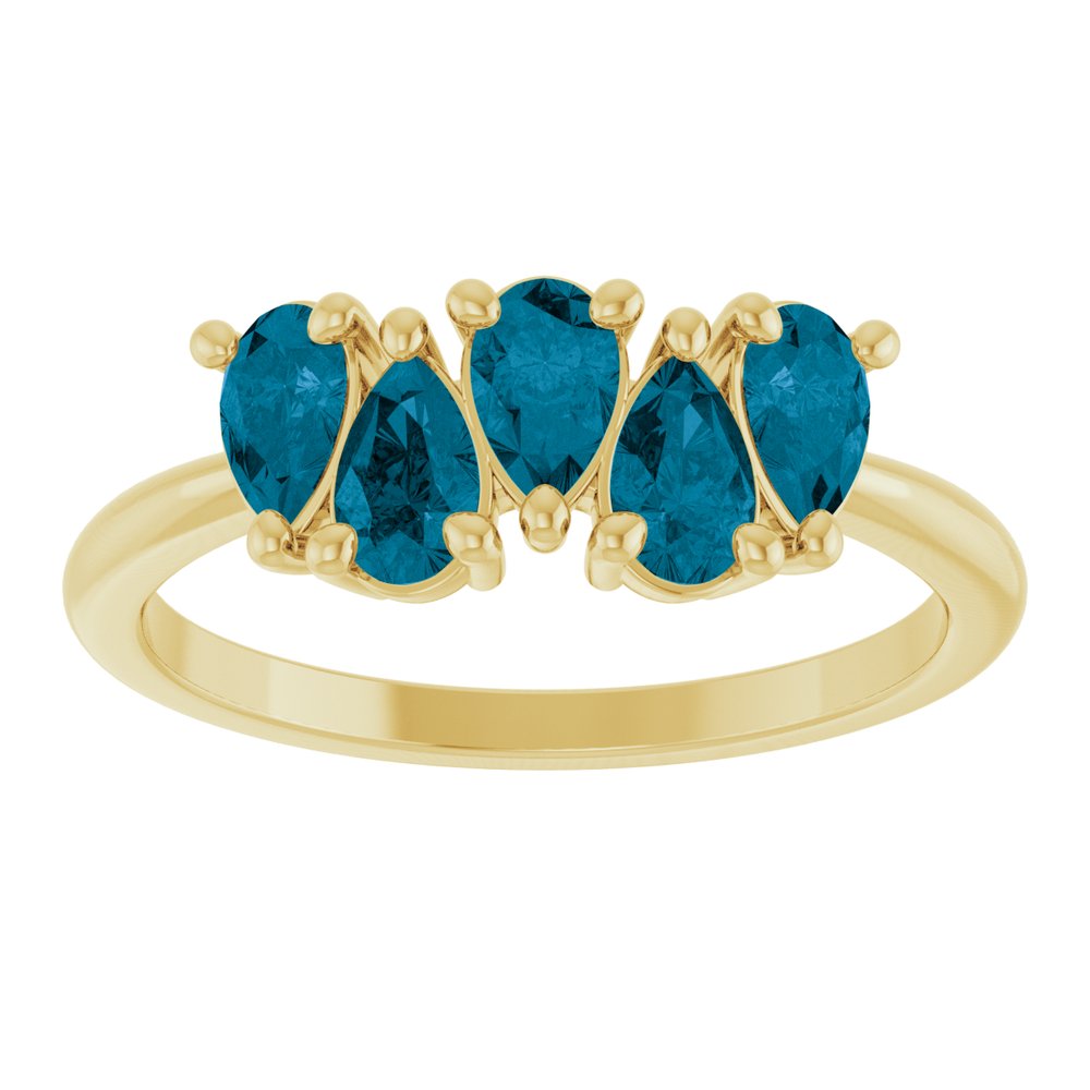14K Yellow Natural London Blue Topaz Five-Stone Ring