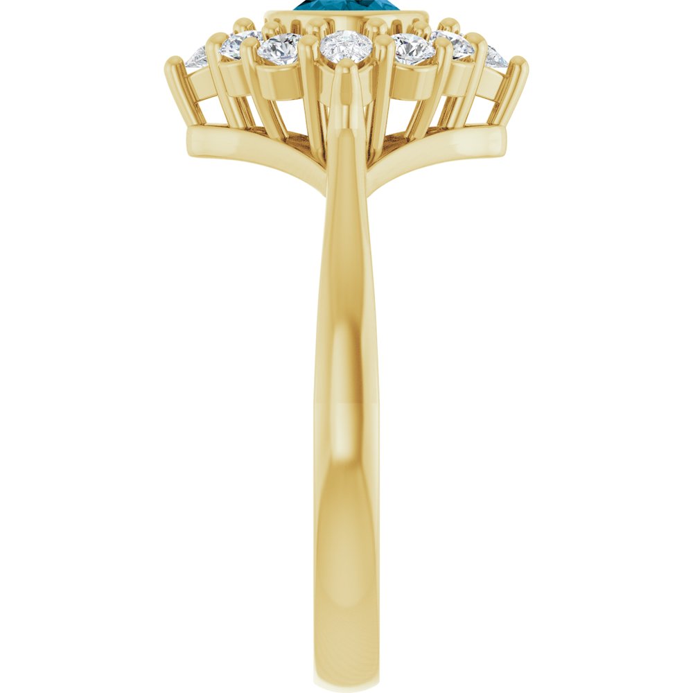 14K Yellow Gold Natural London Blue Topaz & 3/8 CTW Lab-Grown Diamond Halo-Style Ring