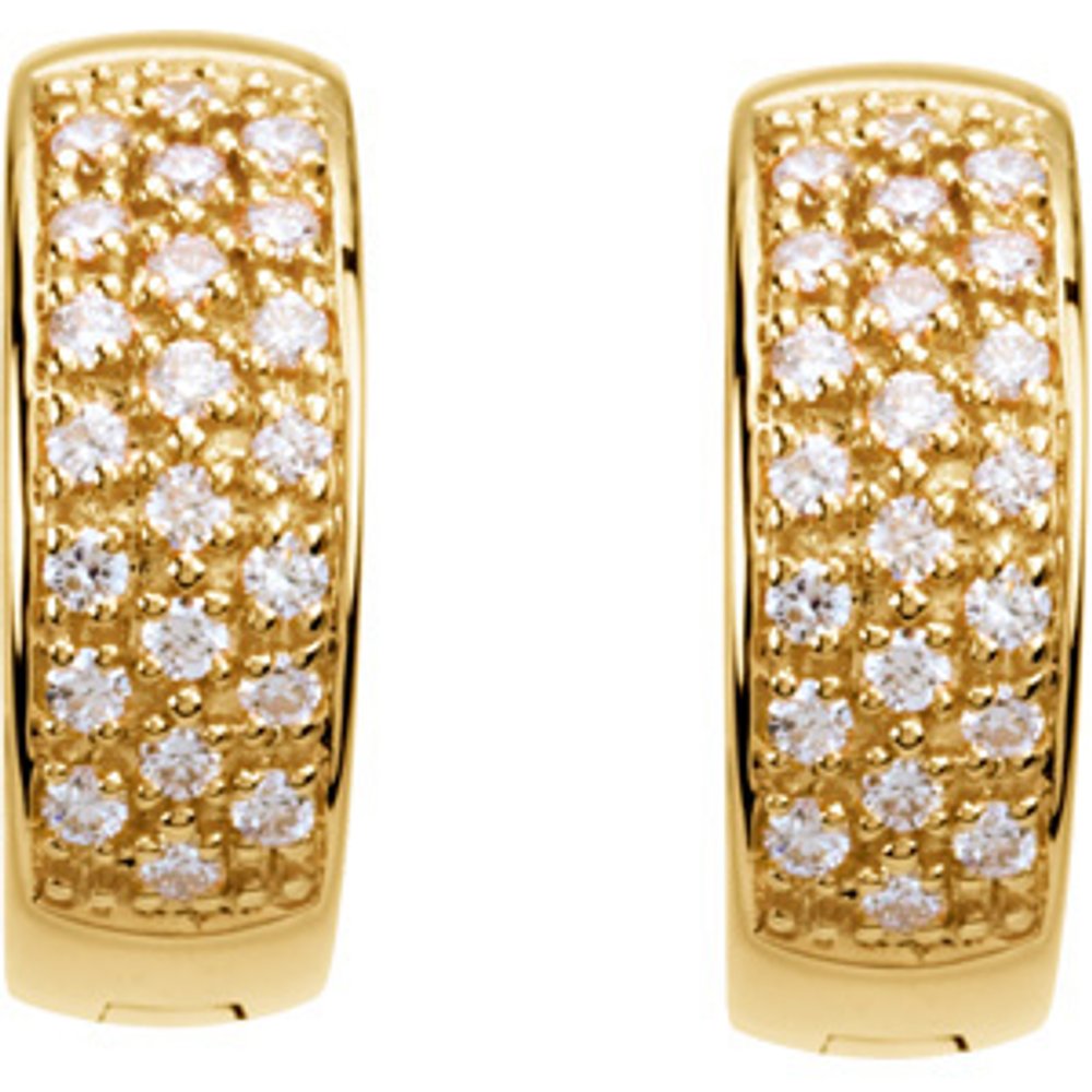 14K Yellow Gold 1/3 CTW Natural Diamond Huggie Earrings