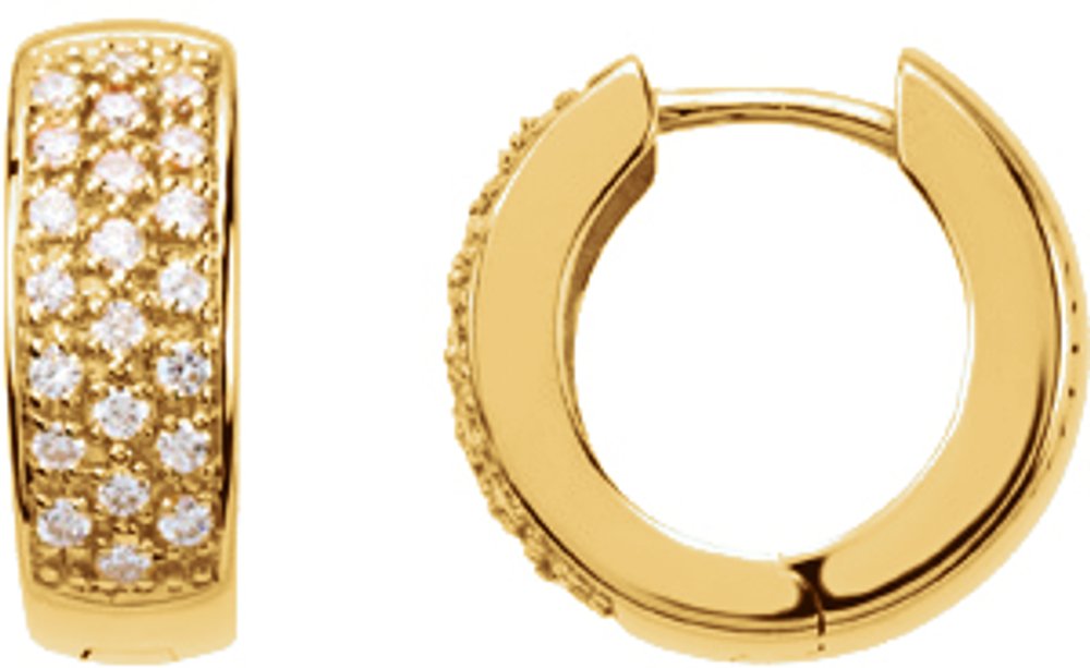 14K Yellow Gold 1/3 CTW Natural Diamond Huggie Earrings