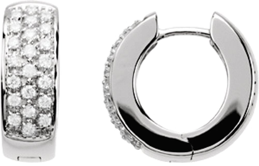 14K White Gold 1/3 CTW Natural Diamond Huggie Earrings