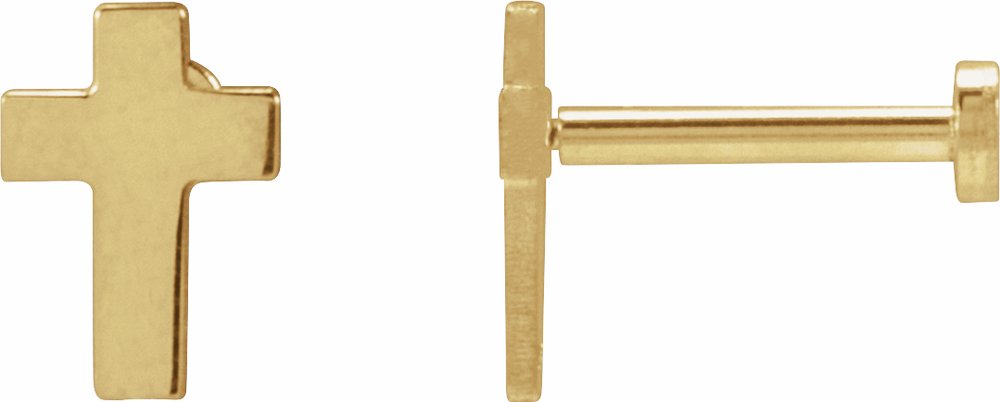 14K Yellow Gold 7x5 mm Cross Earrings