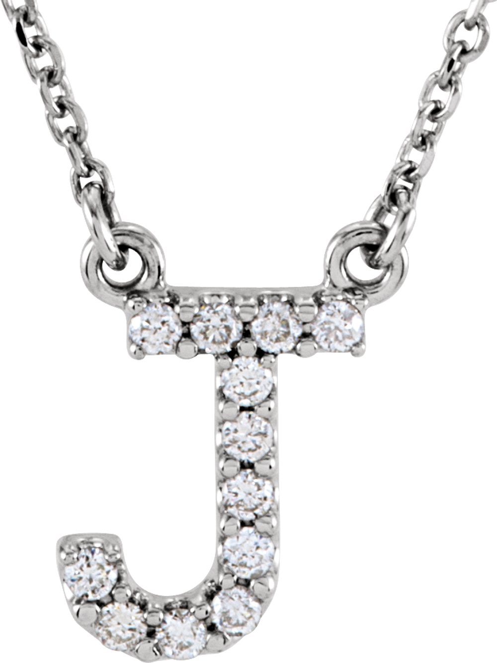 14K White Gold 1/10 CTW Natural Diamond Initial J 16" Necklace