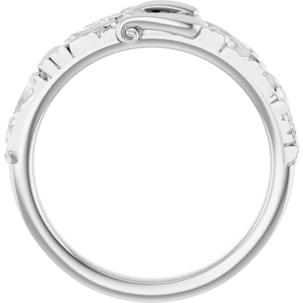14K White Victorian-Style Belt Buckle Ring
