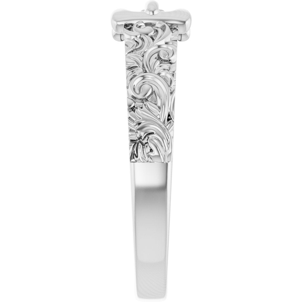 14K White Victorian-Style Belt Buckle Ring