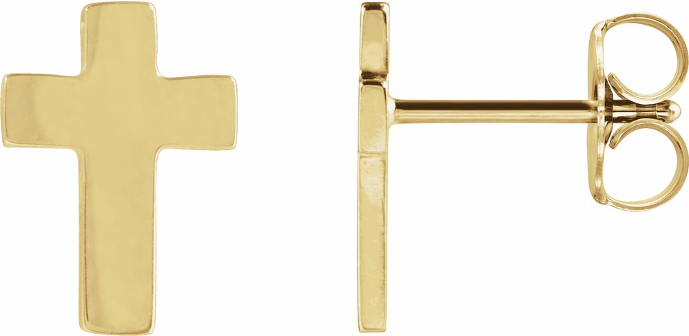 14K Yellow Gold 7x5 mm Cross Earrings