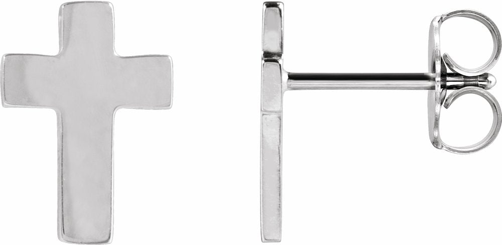 14K White Gold 7x5 mm Cross Earrings