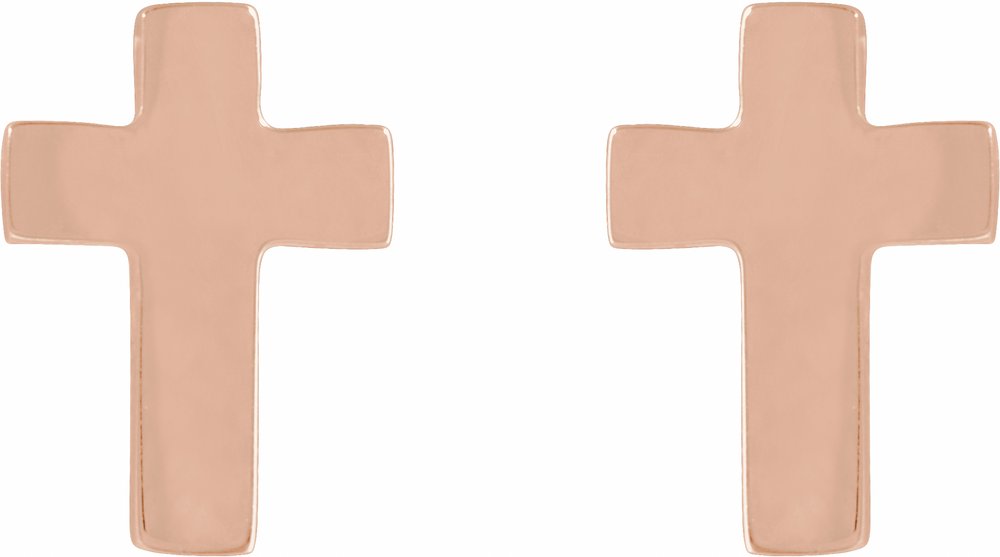 14K Rose 7x5 mm Cross Earrings