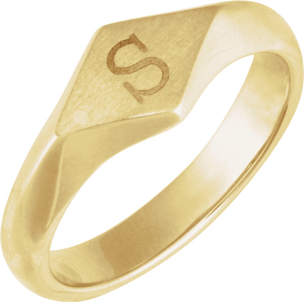 14K Yellow Gold Geometric Signet Ring
