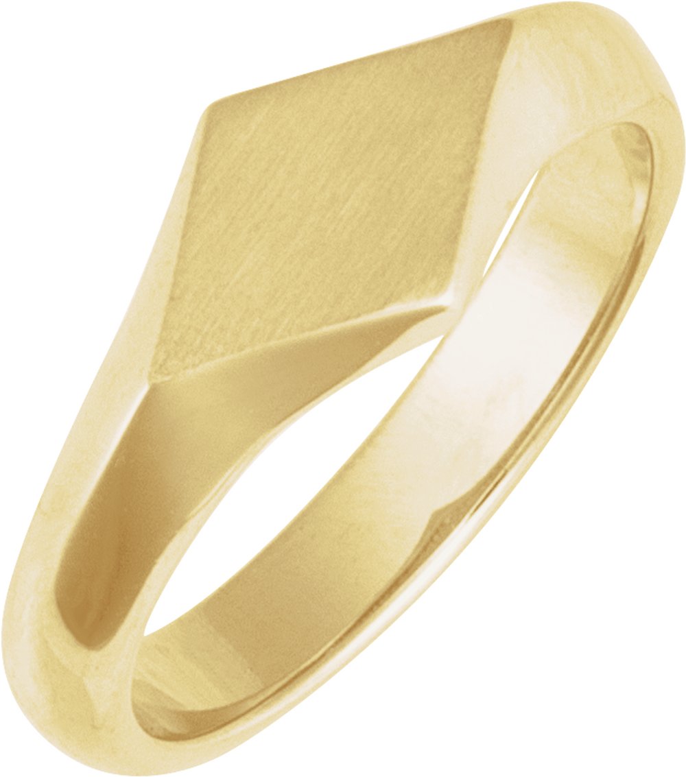 14K Yellow Gold Geometric Signet Ring