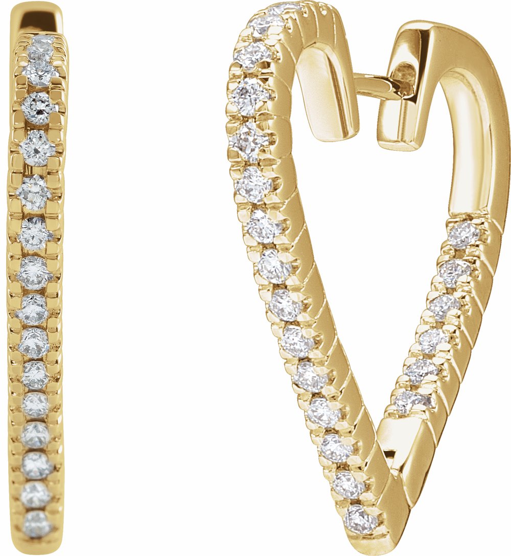 14K Yellow 5/8 CTW Natural Diamond Heart Earrings