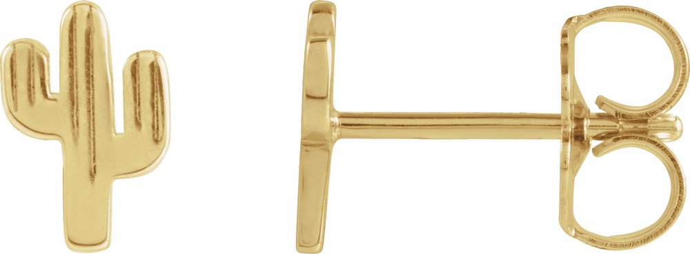 14K Yellow Gold Cactus Earrings