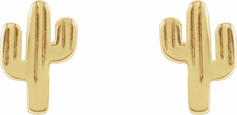 14K Yellow Gold Cactus Earrings