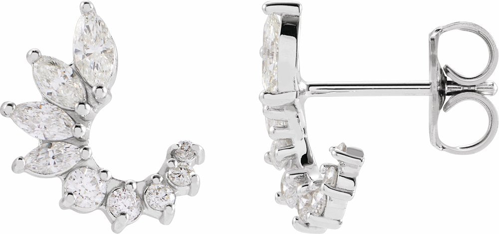 14K White 1/2 CTW Natural Diamond Front-Back Earrings