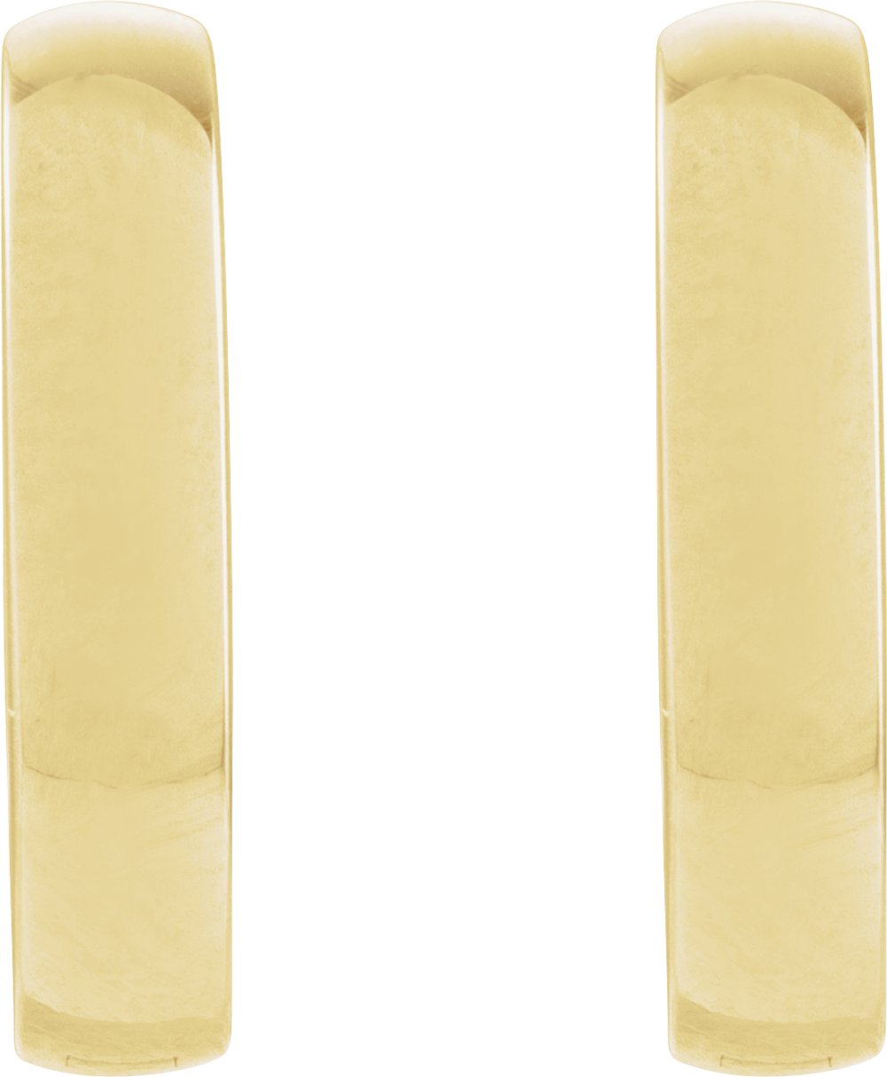 14K Yellow Gold Elongated Domed 14 mm Hoop Earrings