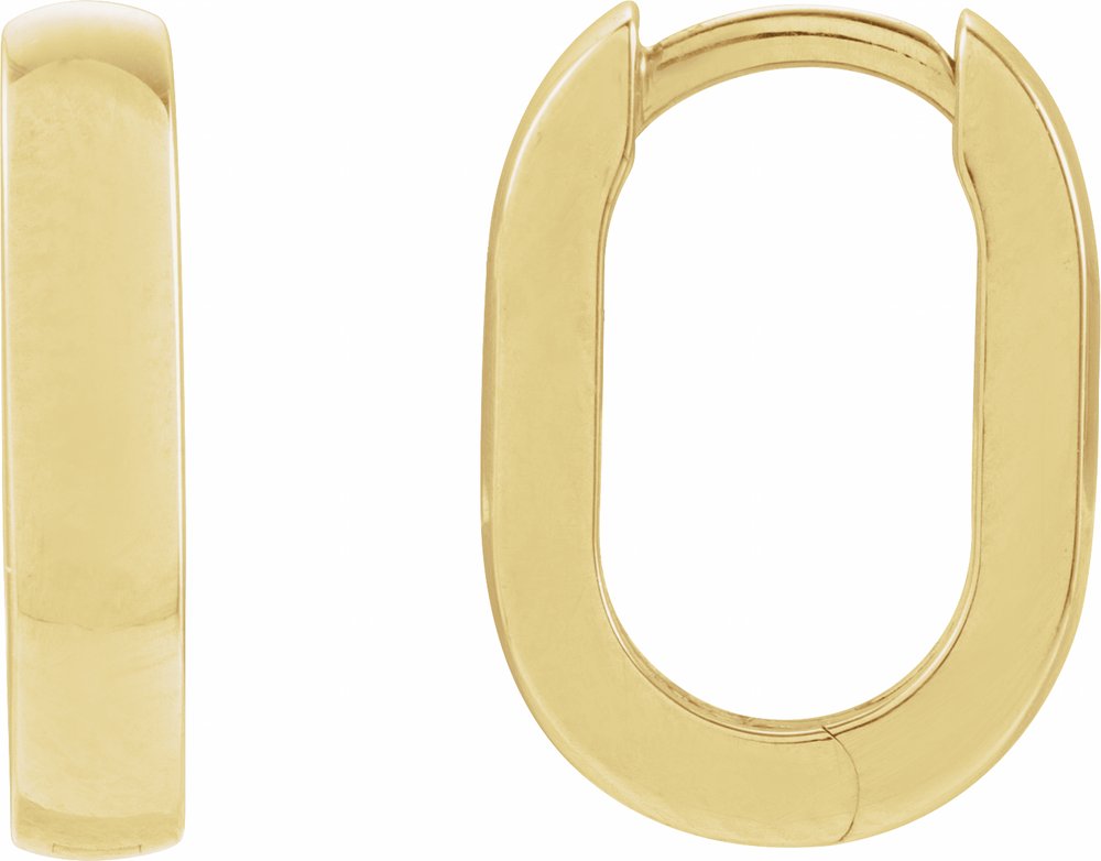 14K Yellow Gold Elongated Domed 20 mm Hoop Earrings