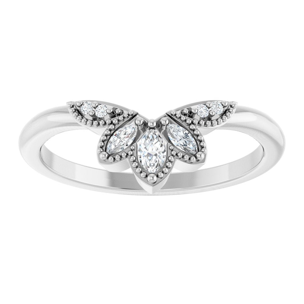 14K White Gold 1/8 CTW Natural Diamond Contour Band