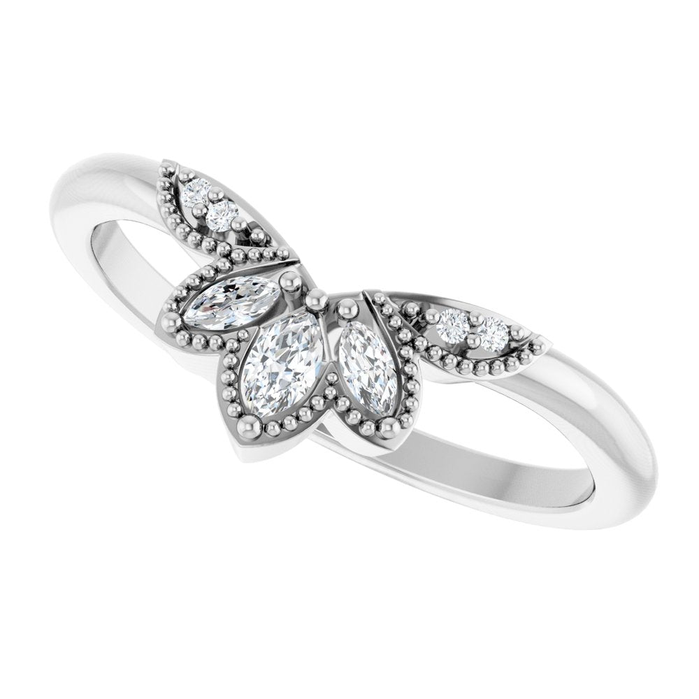 14K White Gold 1/8 CTW Natural Diamond Contour Band