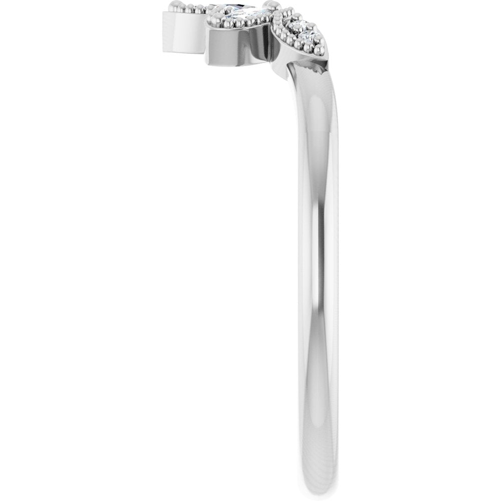 14K White Gold 1/8 CTW Natural Diamond Contour Band