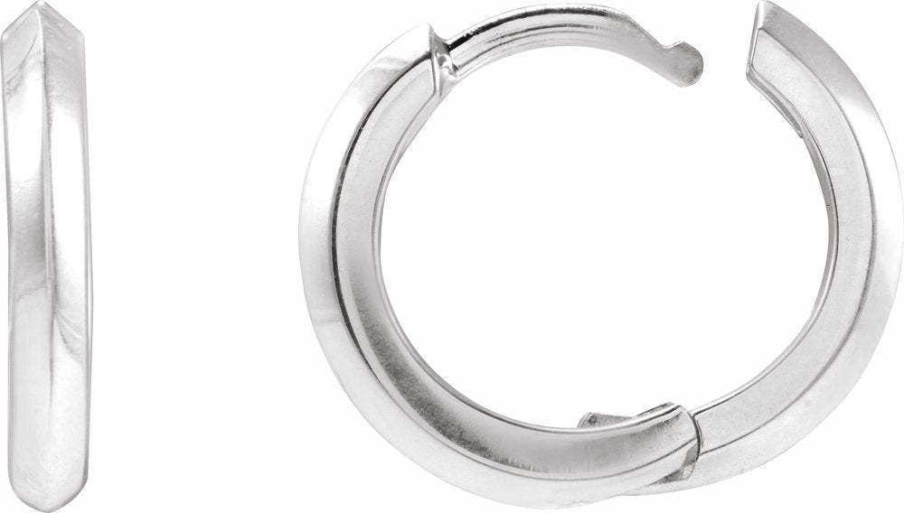 14K White Knife-Edge Hinge 15 mm Hoop Earrings