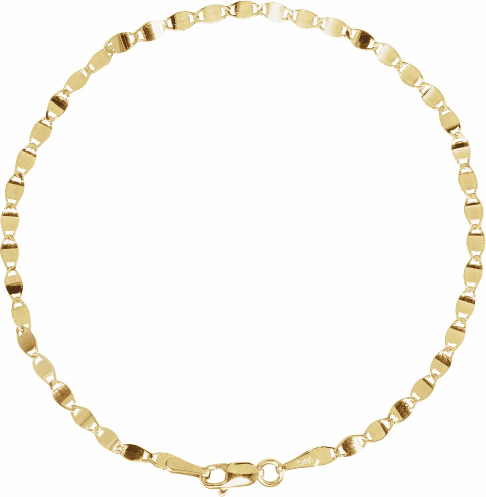 14K Yellow Gold 2.7 mm Mirror 7 1/2" Chain