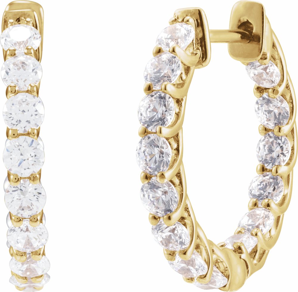 14K Yellow Gold 2 1/5 CTW Lab-Grown Diamond Inside-Outside 19.7 mm Hoop Earrings