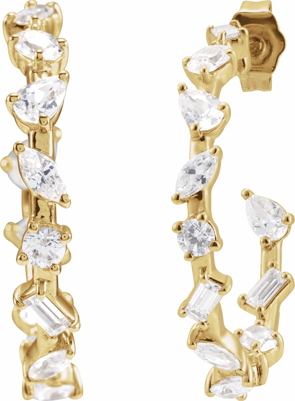 14K Yellow Gold 2 CTW Lab-Grown Diamond 24.4 mm Hoop Earrings