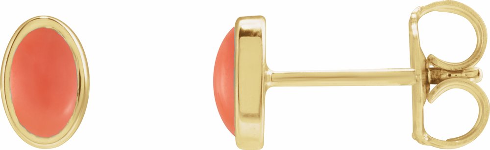 14K Yellow Gold Natural Pink Coral Earrings