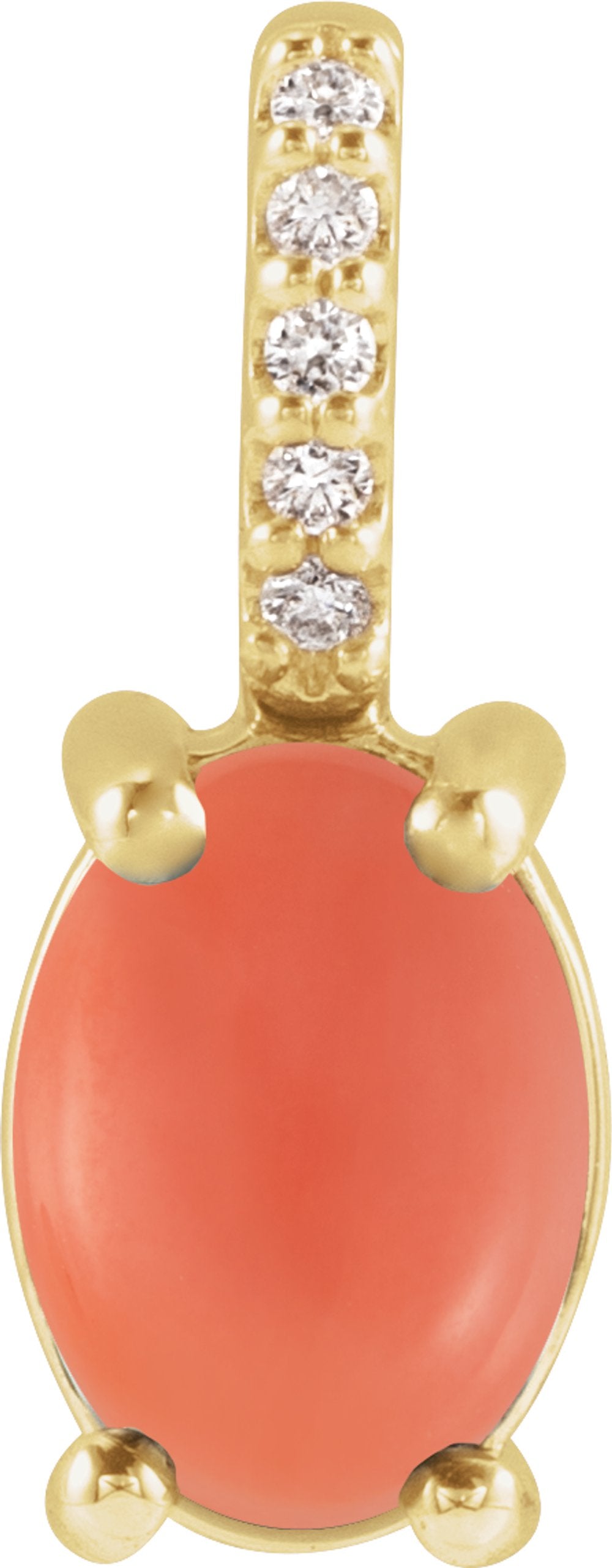 14K Yellow 5x3 mm Natural Pink Coral & .02 CTW Natural Diamond Charm/Pendant