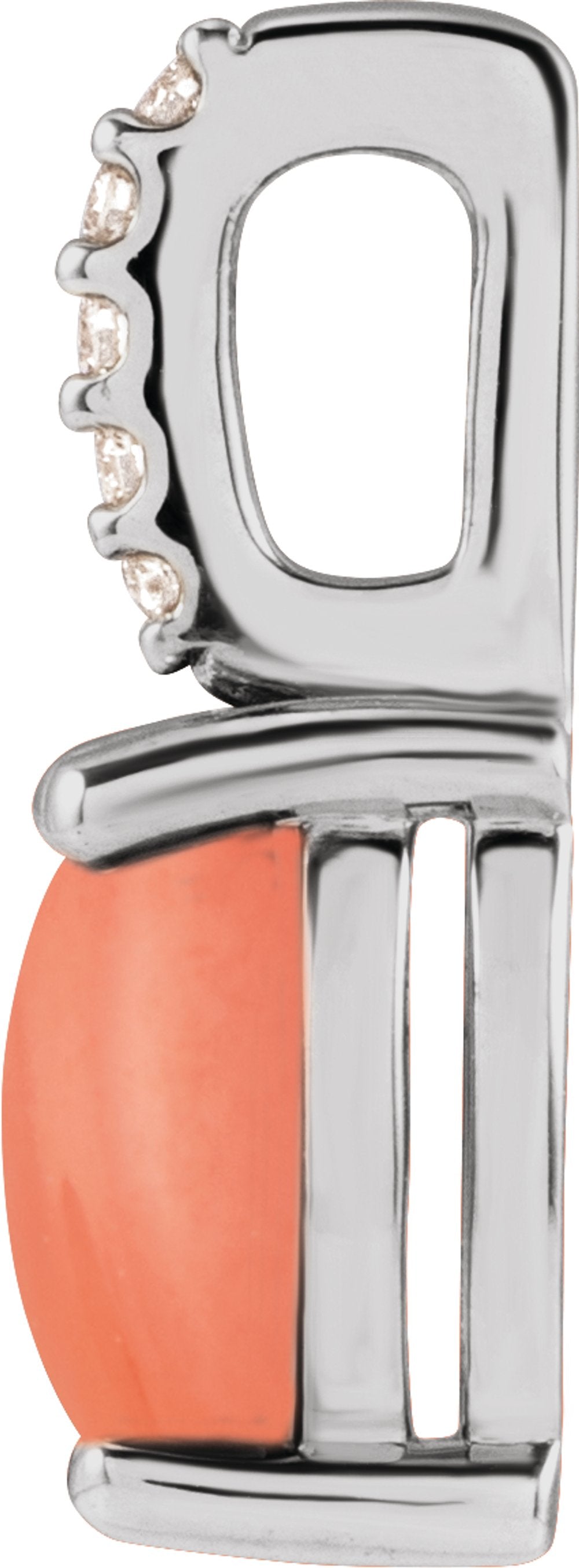 14K White 7x5 mm Natural Pink Coral & .02 CTW Natural Diamond Charm/Pendant
