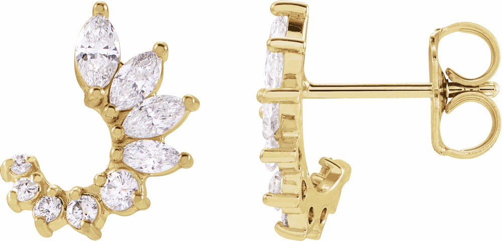 14K Yellow Gold 1/2 CTW Natural Diamond Front-Back Earrings