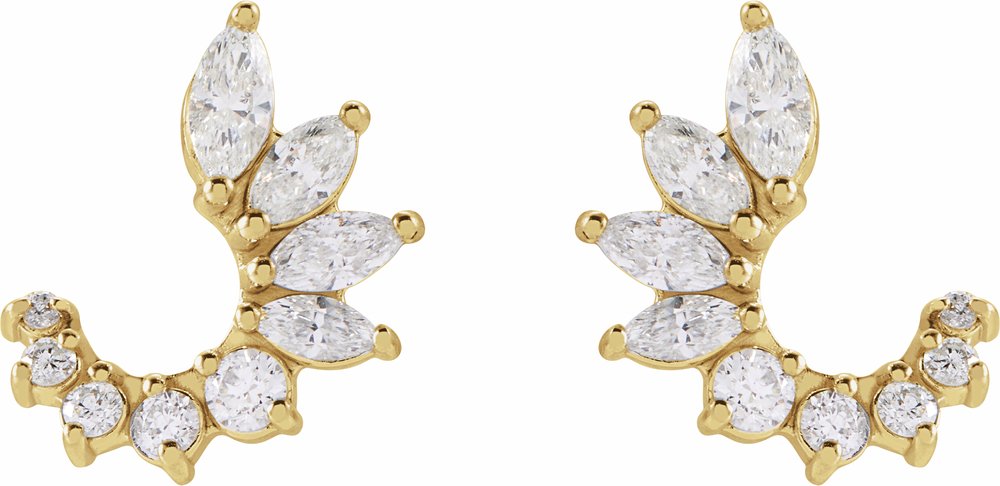 14K Yellow Gold 1/2 CTW Natural Diamond Front-Back Earrings