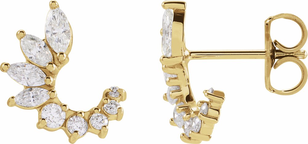14K Yellow Gold 1/2 CTW Natural Diamond Front-Back Earrings