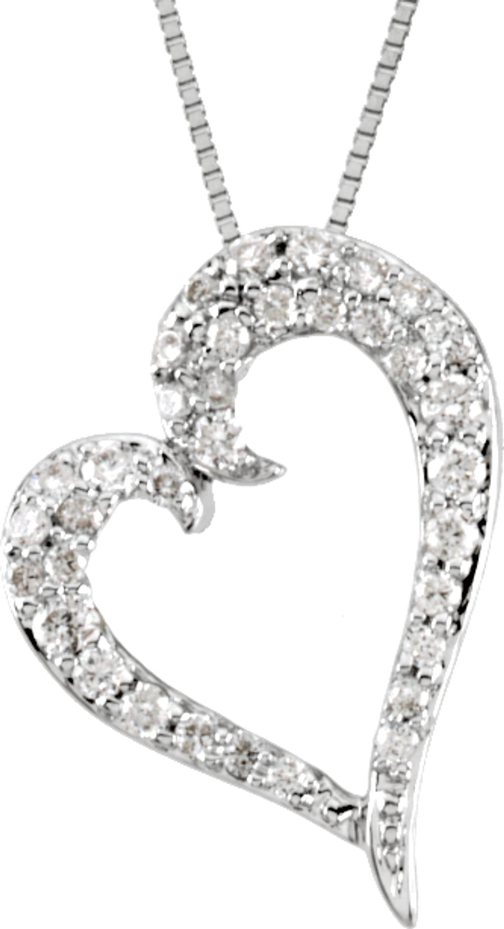 14K White Gold 1/4 CTW Natural Diamond Heart 18" Necklace