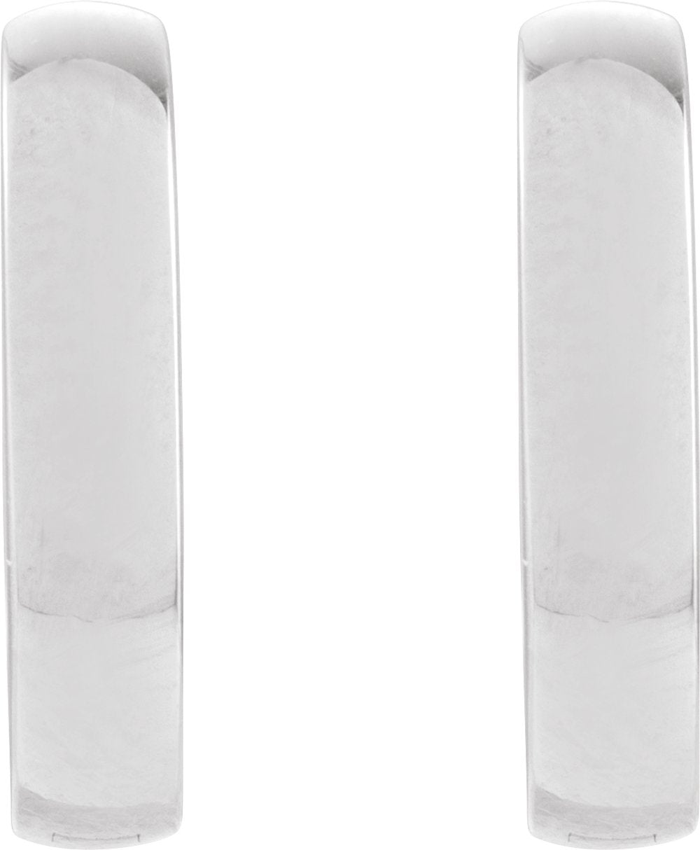 14K White Gold Elongated Domed 14 mm Hoop Earrings