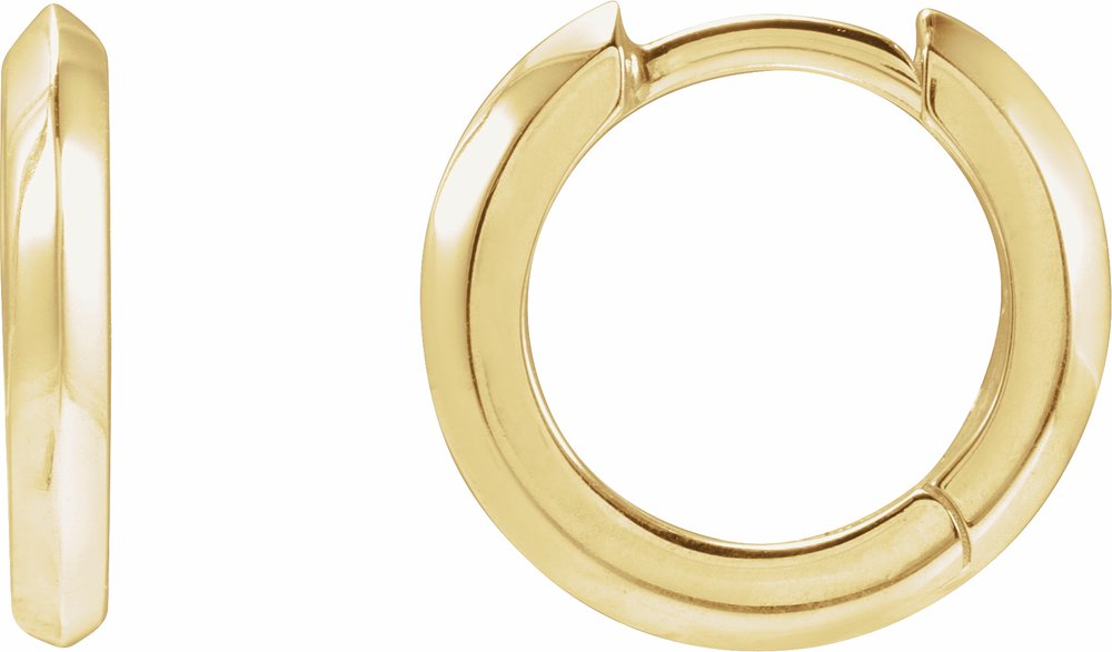 14K Yellow Gold Knife-Edge Hinge 12.5 mm Hoop Earrings