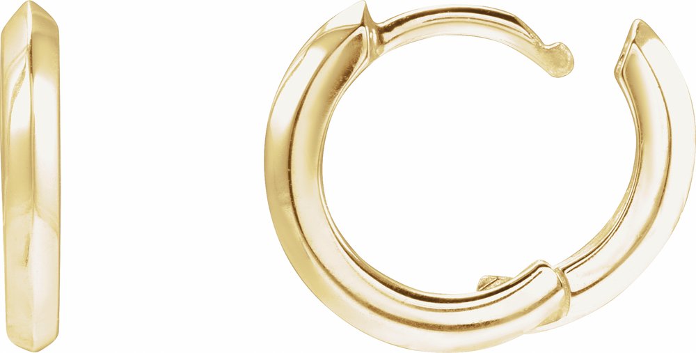 14K Yellow Gold Knife-Edge Hinge 12.5 mm Hoop Earrings