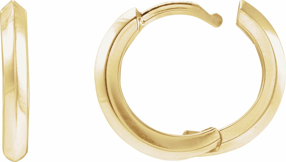 14K Yellow Gold Knife-Edge Hinge 15 mm Hoop Earrings