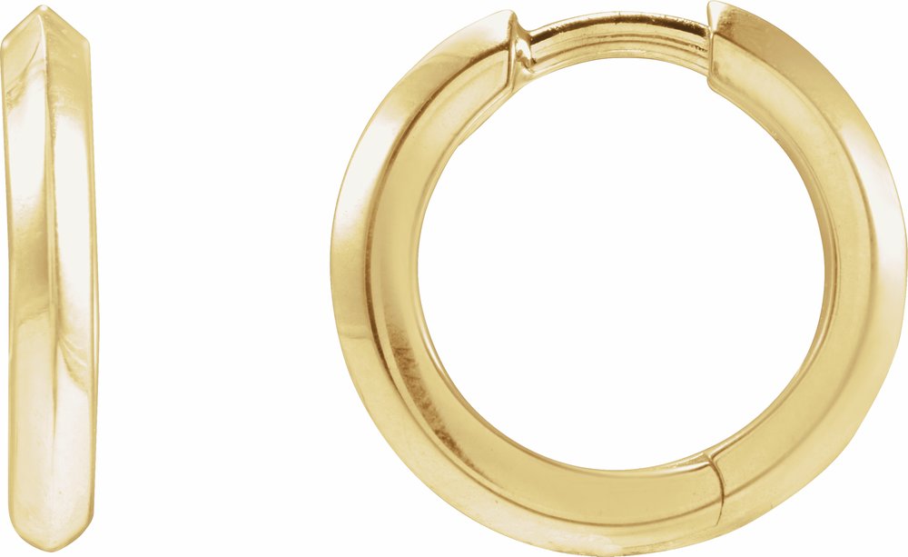 14K Yellow Gold Knife-Edge Hinge 15 mm Hoop Earrings