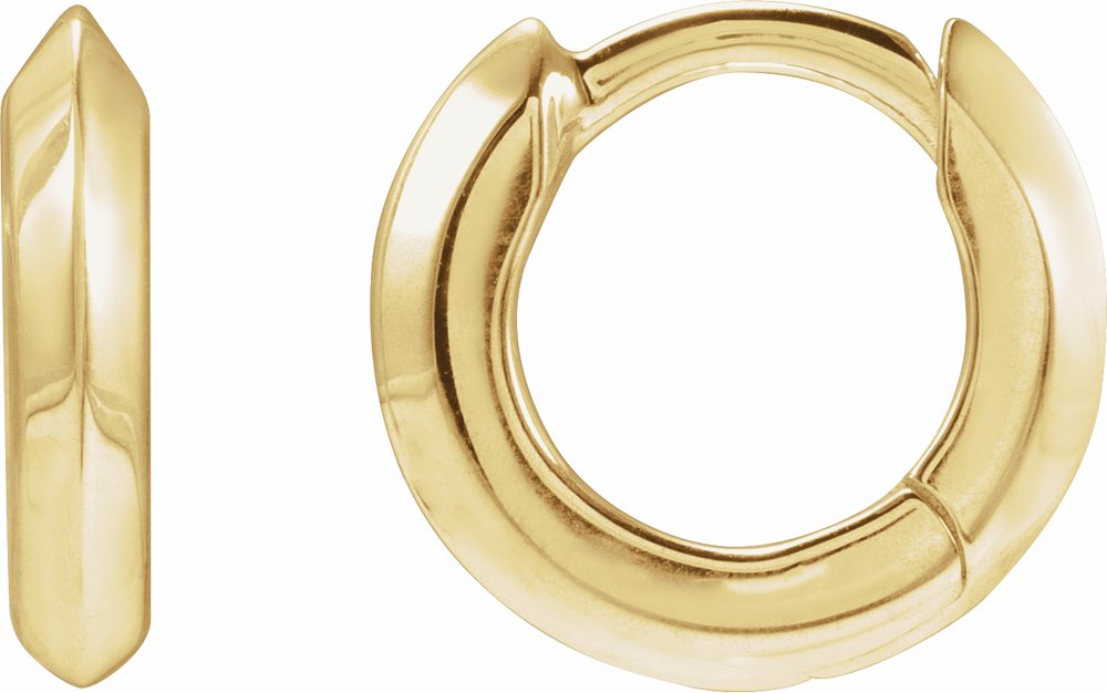 14K Yellow Gold Knife-Edge Hinge 10 mm Hoop Earrings