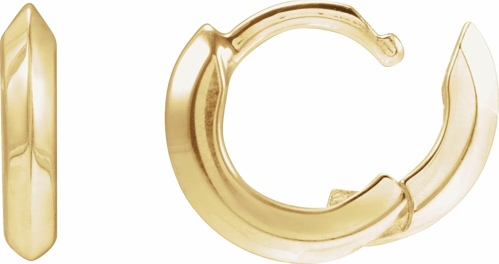 14K Yellow Gold Knife-Edge Hinge 10 mm Hoop Earrings