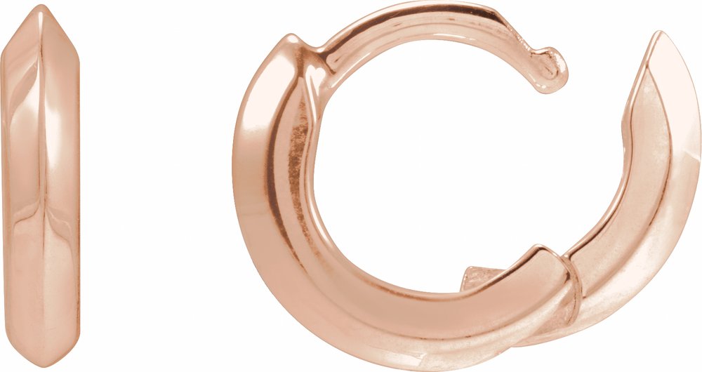 14K Rose Gold Knife-Edge Hinge 10 mm Hoop Earrings