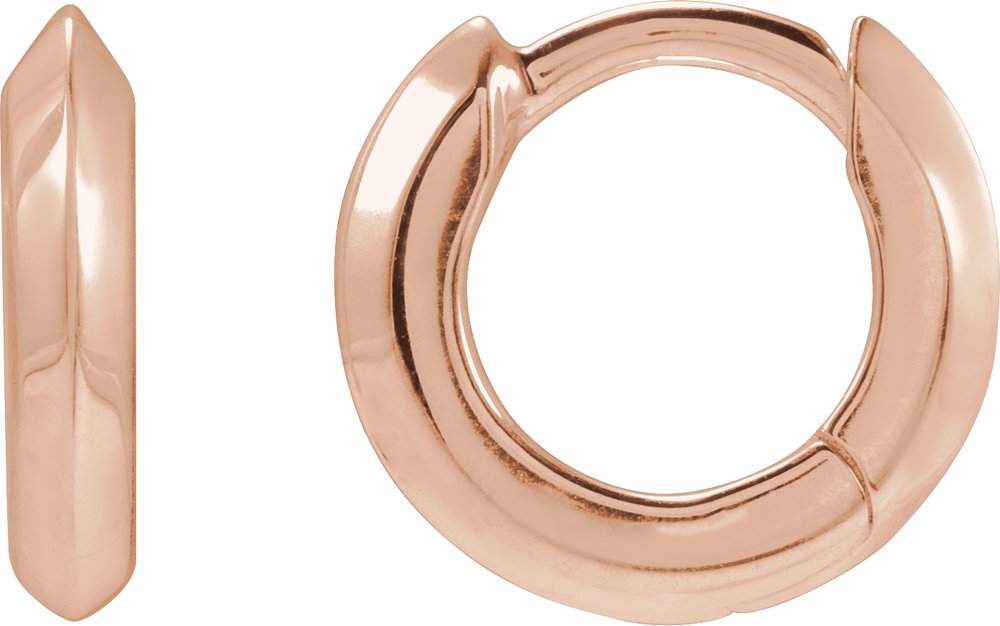 14K Rose Gold Knife-Edge Hinge 10 mm Hoop Earrings