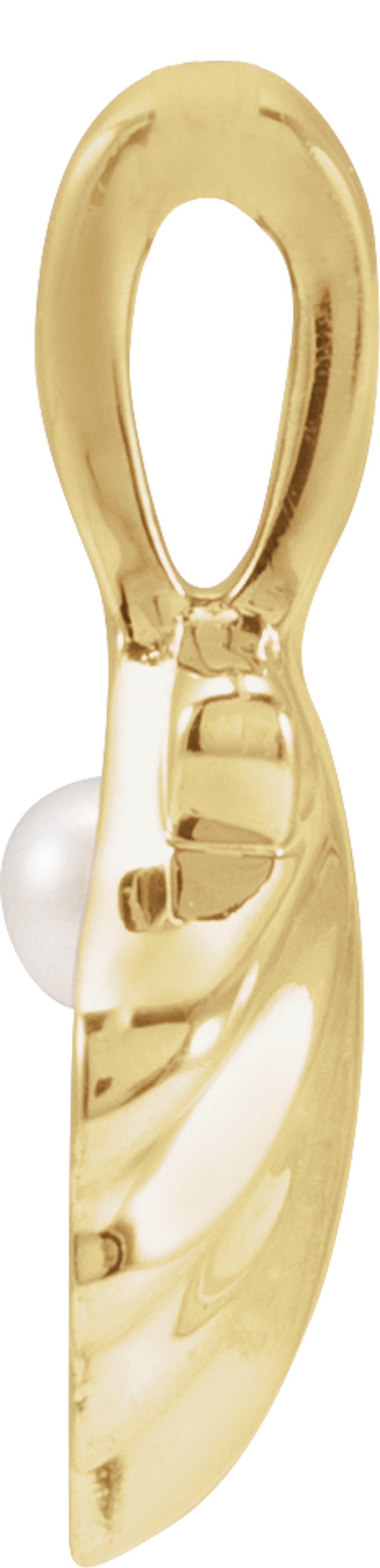 14K Yellow Gold 1-Stone Cultured White Seed Pearl Family Shell Charm/Pendant