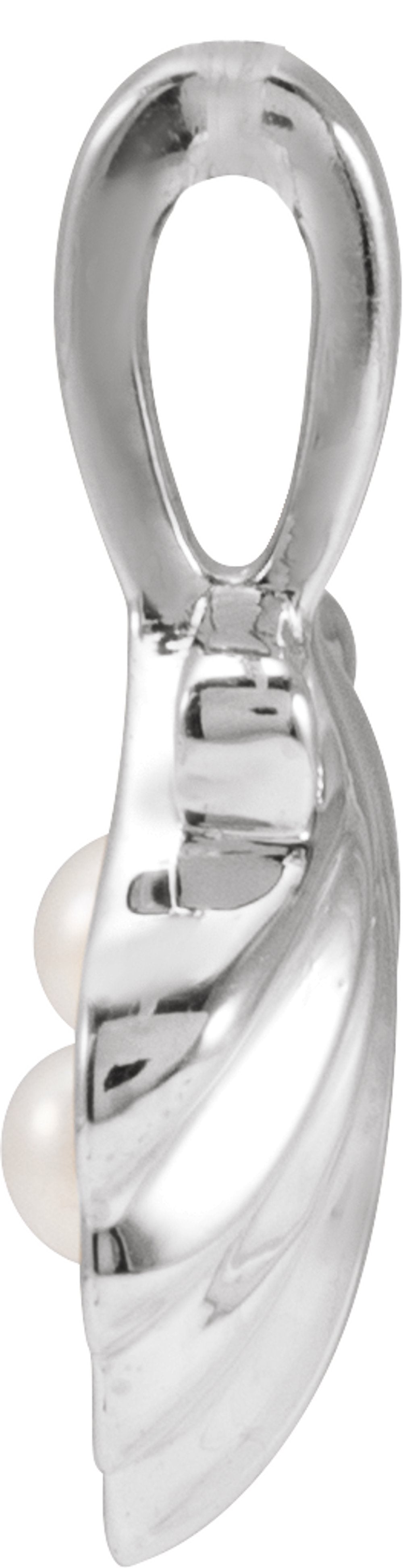 Sterling Silver 2-Stone Cultured White Seed Pearl Family Shell Charm/Pendant